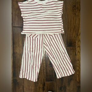 Zara Red and White Striped Kids Pajama Set